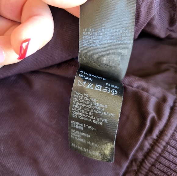 NWT All Saints Women's Size 6 Lucas Varsity Bomber Jacket Wool. - Picture 4 of 9